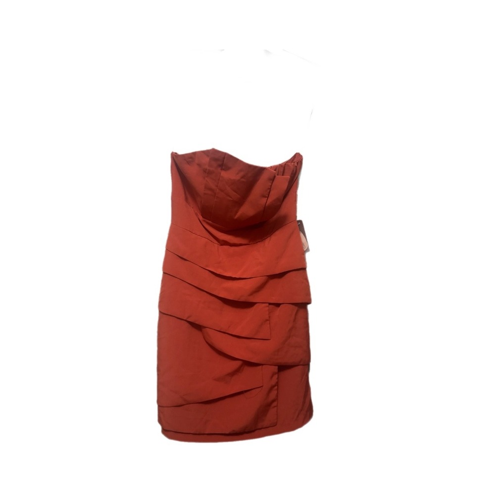 Love 21 Strapless Mini Dress Womens Small Brick Red NWT Tiered Layered Skirt